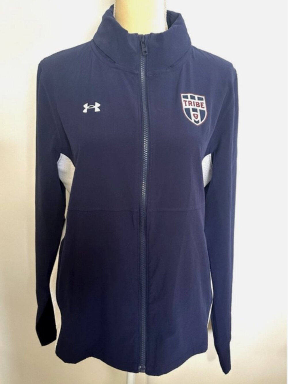 UNDER ARMOUR Navy Blue Jacket Hood Womens Large Tribe Volleybal